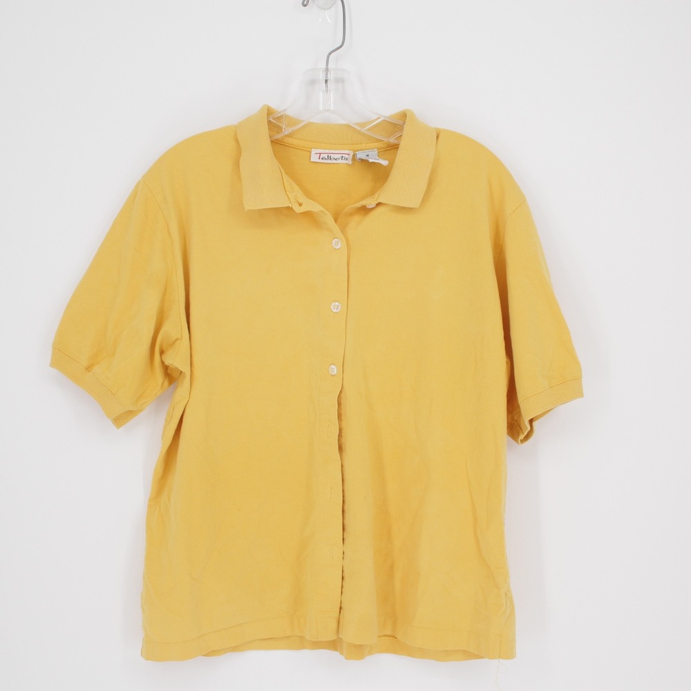 Talbots Women's Yellow Short Sleeve Button Up Polo Shirt Size‎ Medium